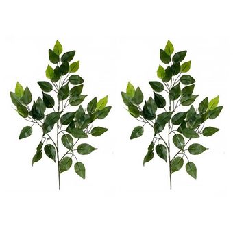 گل مصنوعی مدل بوته برگ درخت بنجامین بسته دو عددی