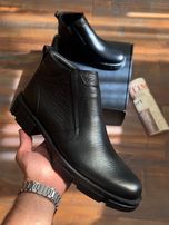 بوت چرم طبیعی تک زیپ مشکی sho164