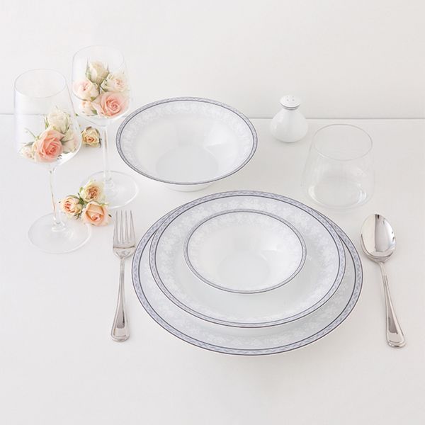 سرویس غذاخوری 108 پارچه 12 نفر چینی زرین ایران مدل وایت رز سری شهرزاد درجه یک