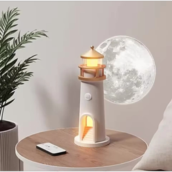 چراغ خواب شارژی طرح فانوس دریایی | Lantern Night Lamp with Moon Projector