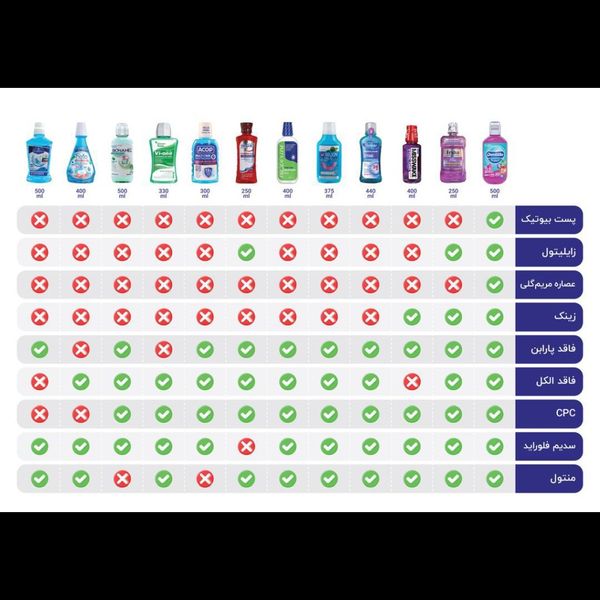 دهان شویه کامل دنتیلایت طعم بلوبری حجم 500 میلی‌لیتر حاوی پست بیوتیک