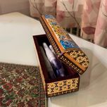 قلمدان خاتم کاری روی چوب طرح گل و مرغ برجسته