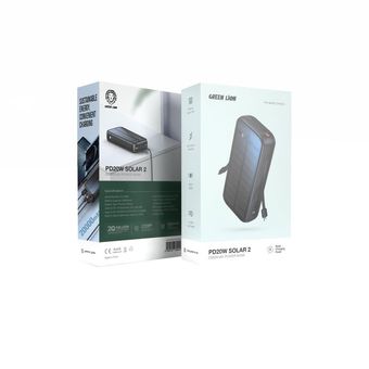 پاوربانک خورشیدی گرین لاین مدل Solar2 (Green Lion Solar2 PD20W Power Bank) 20000