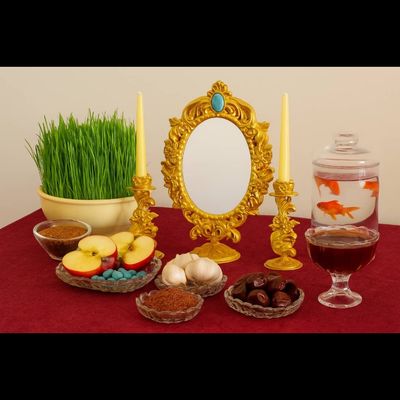 آینه و شمعدان یلدا - ست رومیزی کوچک