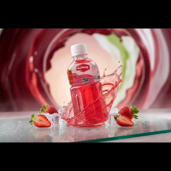 نوشیدنی پت تیکه نارگیل طعم توت فرنگی