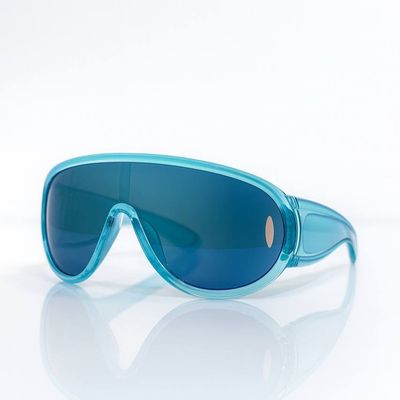 عینک محافظ برای اسکیت و دوچرخه دسته آبی شفاف