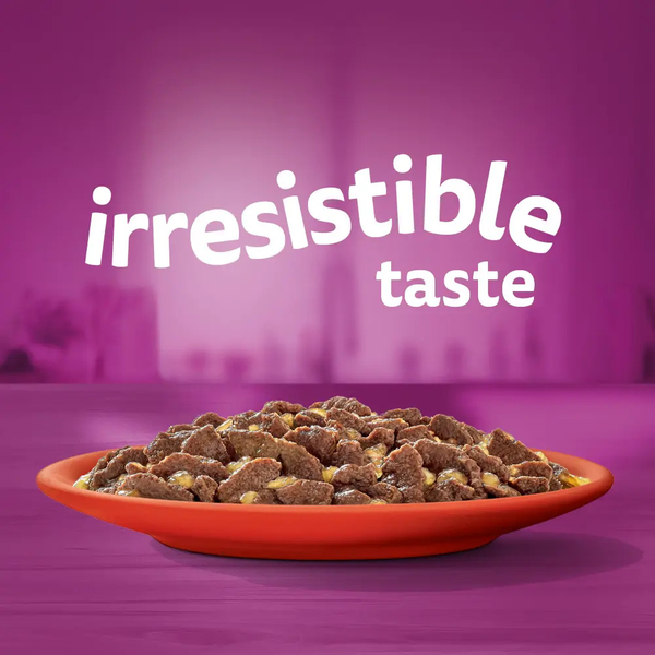 کنسرو گربه بالغ ویسکاس با طعم گوشت گاو در سس / Whiskas canned wet cat food with beef in gravy