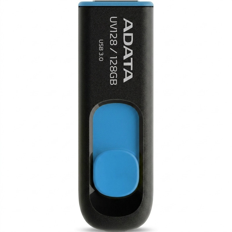 فلش مموری کشویی ای‌دیتا مدل DashDrive UV128 ظرفیت 128GB، رابط USB 3.0 با سرعت خواندن 90 و نوشتن 40 مگابایت بر ثانیه، طراحی  بدون