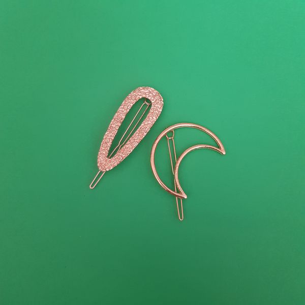 گیره مو زنانه مدل ماه و بیضی بسته 2 عددی