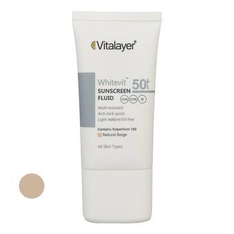 فلوئید ضدآفتاب رنگی ویتالیر SPF 50 مناسب پوست لک دار (نچرال بژ)