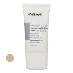فلوئید ضدآفتاب رنگی ویتالیر SPF 50 مناسب پوست لک دار (نچرال بژ)
