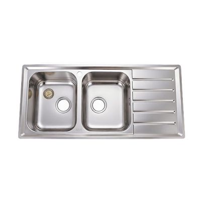 سینک ظرفشویی استیل توکار دو لگنه میکس پلاس مدل P8072