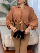 شومیز کرپ حلقه ای2823