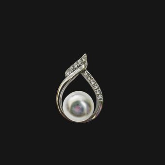 آویز گردنبند نقره زنانه مدل مروارید کد 03