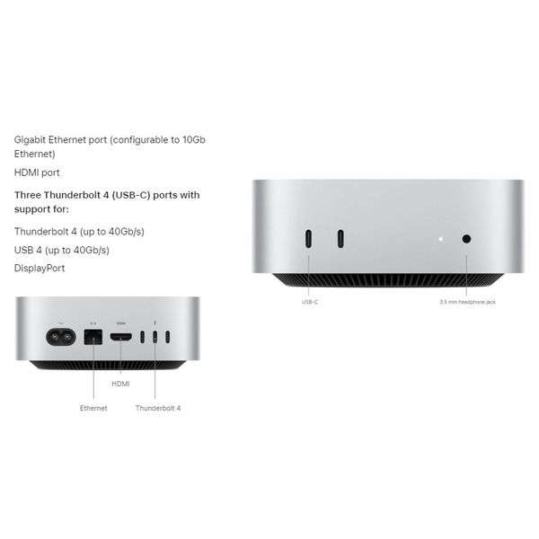 کامپیوتر کوچک اپل مدل Mac Mini MU9E3 2024 LLA-M4-16GB RAM-512GB SSD