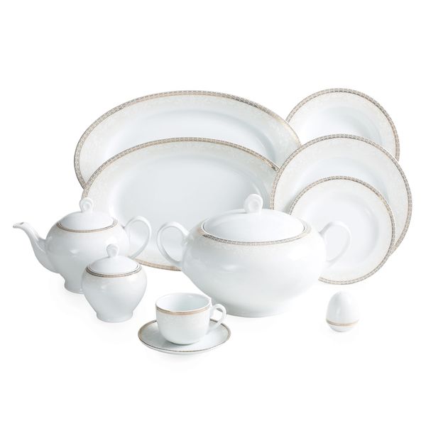 سرویس غذاخوری 102 پارچه چینی زرین ایران مدل ایتالیا اف ریوا درجه عالی