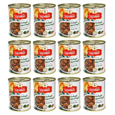 کنسرو خورشت سبزی با سویا  شهدین - 370 گرم بسته 12 عددی