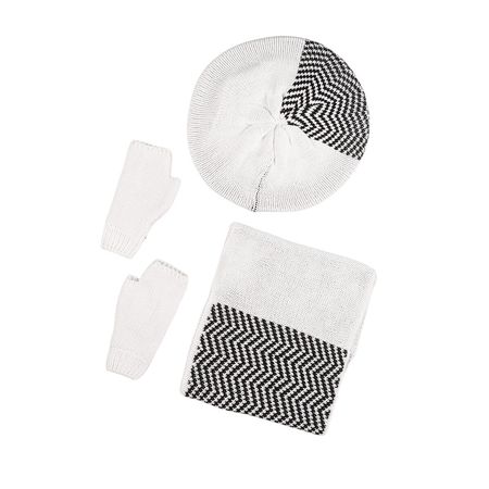 ست کلاه و شال گردن و دستکش بافتنی زنانه مدل SB-SS-15107