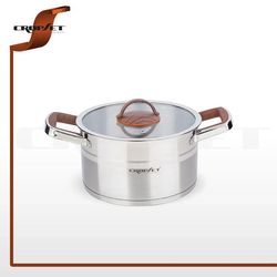 قابلمه استیل نقرهای براق سایز 28 کروپ ست دسته چوب