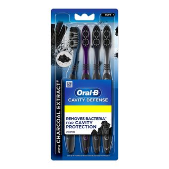 مسواک اورال-بی مدل CHARCOAL CAVITY DEFENSE با برس نرم بسته 4 عددی