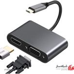 تبدیل TYPE-C به DTECH VGA + HDMI 4K