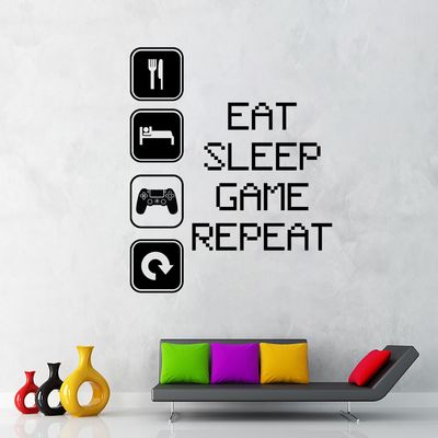 استیکر وی وین آرت طرح Eat Sleep Game Repeat کد S3
