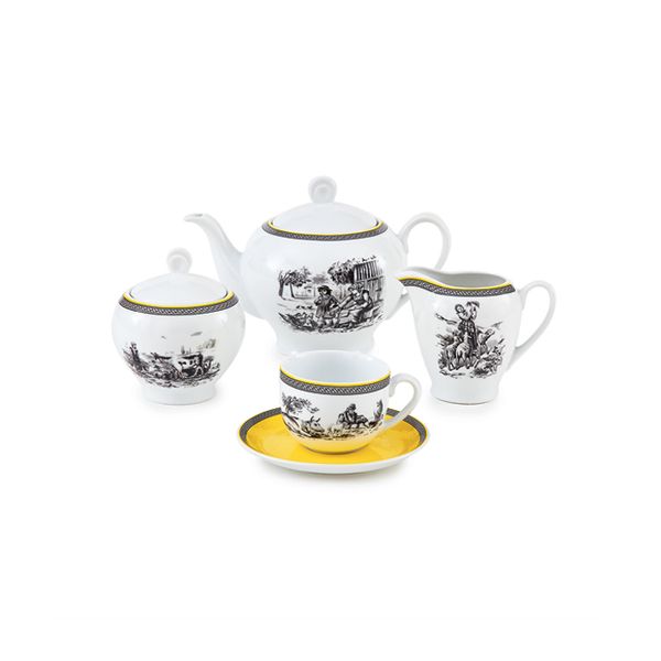 سرویس غذاخوری 102 پارچه چینی زرین ایران سری ایتالیا اف مدل ویلیج درجه عالی