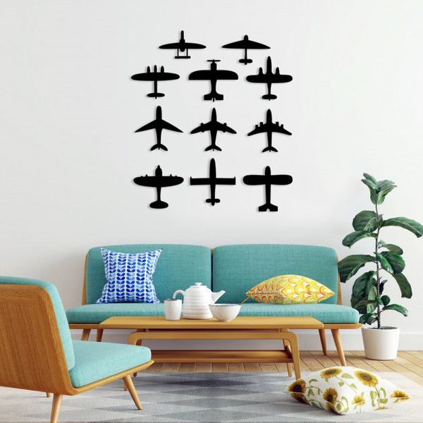 دیوارکوب ماهوت طرح هواپیما مجموعه 11 عددی