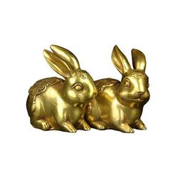 مجسمه برنزی مدل خرگوش زودییاک طرح پتینه کبود کد china1