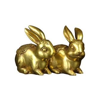 مجسمه برنزی مدل خرگوش زودییاک طرح پتینه کبود کد china1