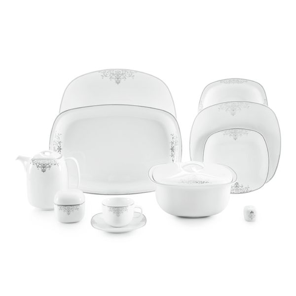 سرویس غذاخوری 98 پارچه 12 نفر چینی زرین ایران مدل کواترو مونت کارلو درجه عالی