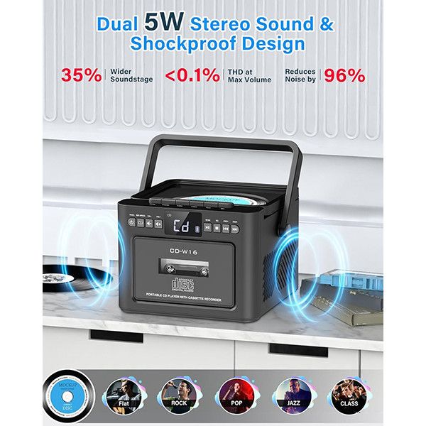پخشکننده سیدی بومباکس 2025 کاست خور ،پخش کننده موسیقی مدل CD-W16