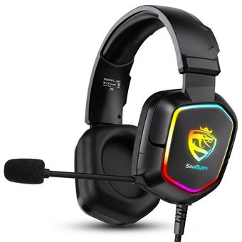 هدست گیمینگ روگوشی مدل S21-RGB با اتصال سیمی، میکروفون مجهز به نویز کنسلینگ ENC، نورپردازی RGB، کلید تنظیم صدا و میوت، جک 3.5 می