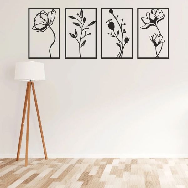 دیوارکوب مدل چوبی گل کد T33 مجموعه چهار عددی