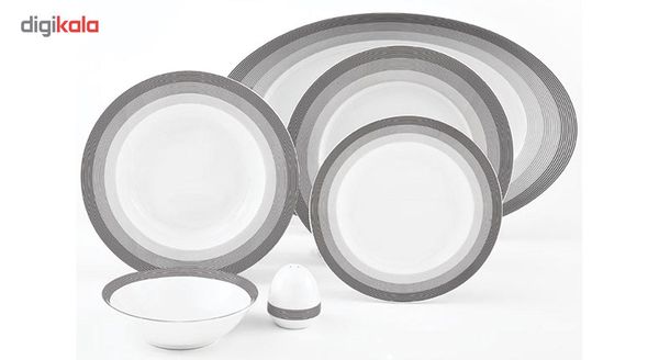 سرویس غذاخوری 28 پارچه چینی زرین ایران سری ایتالیا اف مدل Silverliner 2 درجه یک