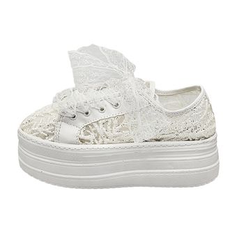 کفش روزمره زنانه سیی 1966 مدل عروس گیپور کد 2308 رنگ سفید