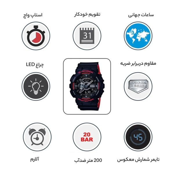 ساعت مچی دیجیتال کاسیو مدل GA-110HR-1ADR