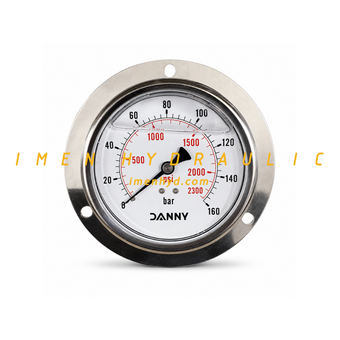 گیج فشار هیدرولیک 160 بار YN100 مدل LB رزوه 1/2 اینچ BSP