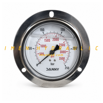 گیج فشار هیدرولیک 250 بار YN100 مدل LB رزوه 1/2 اینچ BSP