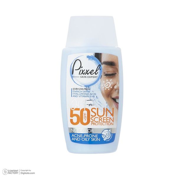کرم ضدآفتاب بی‌رنگ پیکسل SPF50 مدل Oily Acne-Prone Skin، مناسب پوست‌های چرب، حجم 50 میلی‌لیتر