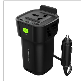 اینورتر خودرو 150 وات پاورولوژی مدل P150INVBK CUP HOLDER