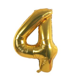 بادکنک فویلی عدد 4 هپی بری طلایی سایز 32 اینچ سایز 150