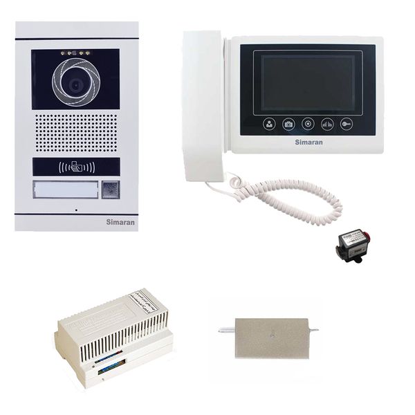 مجموعه دربازکن تصویری کارتی سیماران مدل 43TKM-VFBC1/N یک طبقه به همراه محافظ ولتاز مانیتور