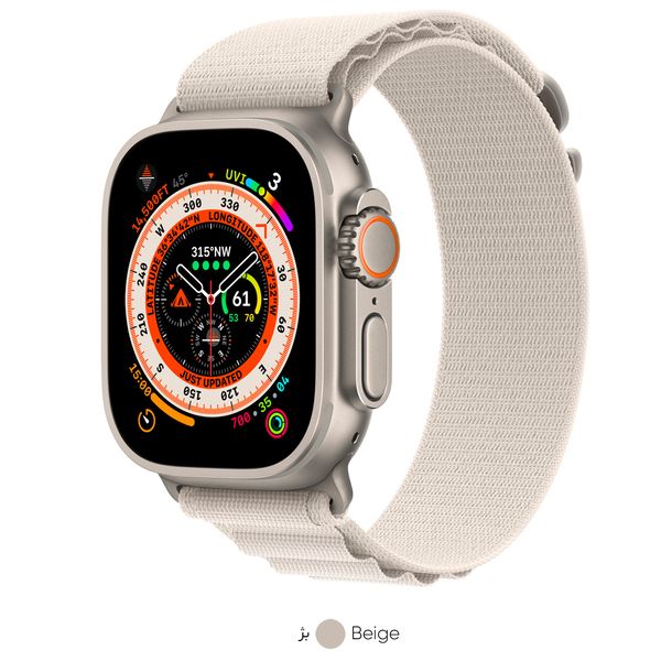 ساعت هوشمند اپل مدل Ultra 49 mm Alpine Loop دارای قابلیت های صفحه نمایش لمسی، کنترل سطح اکسیژن خون، قابلیت مکالمه از طریق بلوتوث