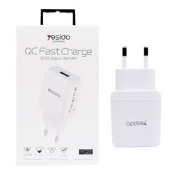 شارژر دیواری یسیدو YC22 | فست شارژ 18 وات QC3.0