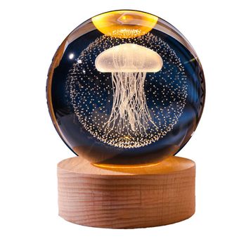 چراغ خواب مدل گوی کریستال 3D طرح عروس دریایی