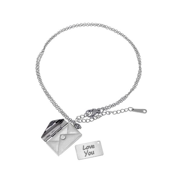 گردنبند زنانه مدل پاکت نامه عاشقانه love you