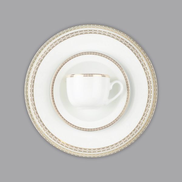 سرویس غذاخوری 102 پارچه 12 نفر چینی زرین ایران مدل ایتالیا اف ریوا درجه عالی