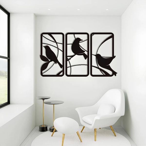 دیوارکوب مدل چوبی پرنده  کد T64-1 مجموعه سه عددی