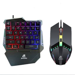 کیبورد و موس مخصوص بازی جکنگ مدل JK-913، سوییچ ممبران، Full-Size، نورپردازی LED RGB